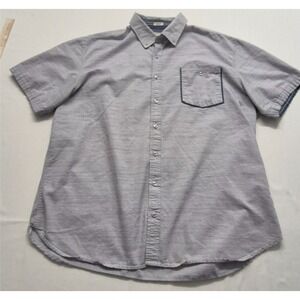 Alexander Julian men gray short sleeve button up shirt 2XL pocket stretch Cotton